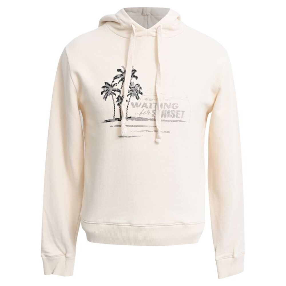 Saint Laurent Palm Tree Hoodie Sweatshirt in Cream Cotton